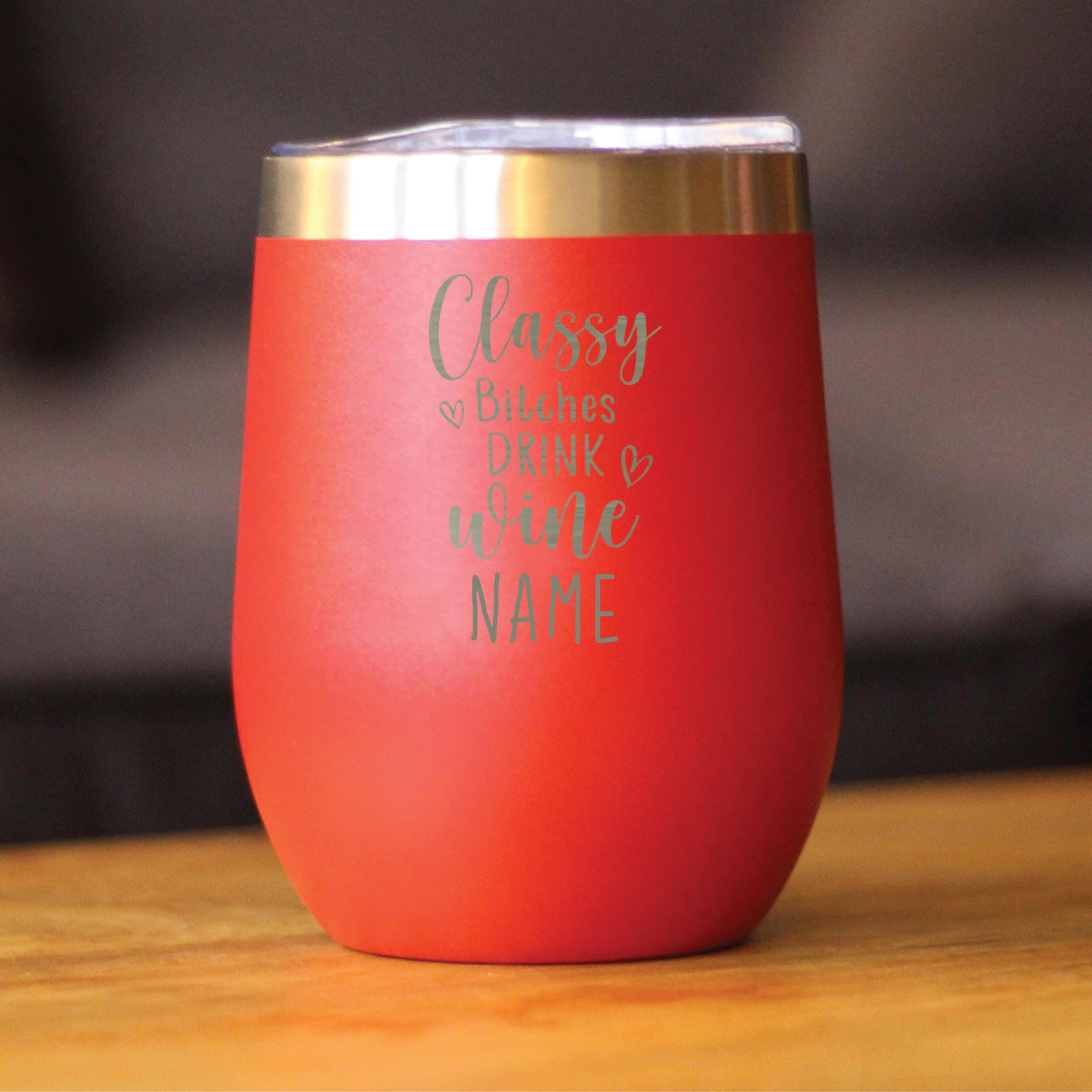 Drink Wine Red, Personalised Insulated, Stainless Steel Tumbler with Lid